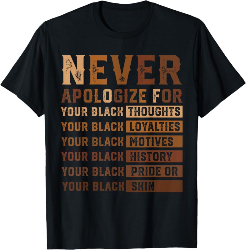 Never Apologize Black History Month African American Women T-Shirt