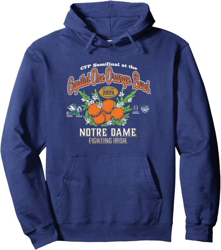 Notre Dame Fighting Irish CFP Orange Bowl 2024-25 Navy Pullover Hoodie