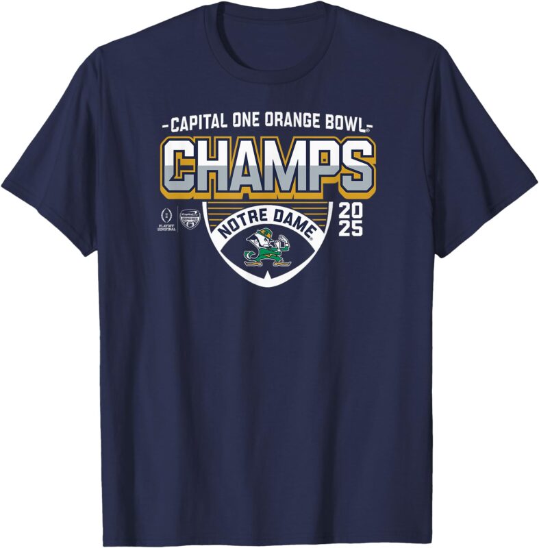 Notre Dame Fighting Irish Orange Bowl Champs 2025 CFP Navy T-Shirt
