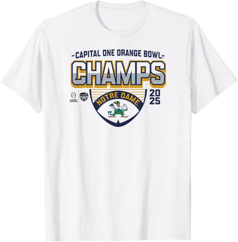 Notre Dame Fighting Irish Orange Bowl Champs 2025 CFP White T-Shirt