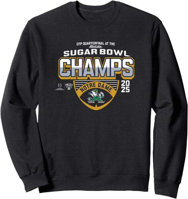 Notre Dame Fighting Irish Sugar Bowl Champs 2025 Icon Black Sweatshirt
