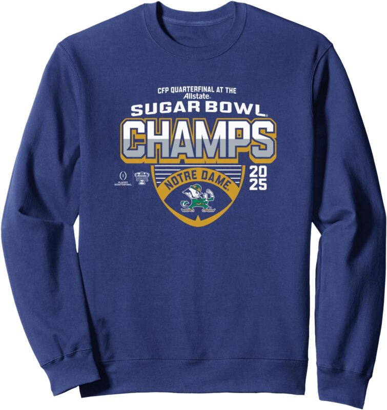 Notre Dame Fighting Irish Sugar Bowl Champs 2025 Icon Navy Sweatshirt