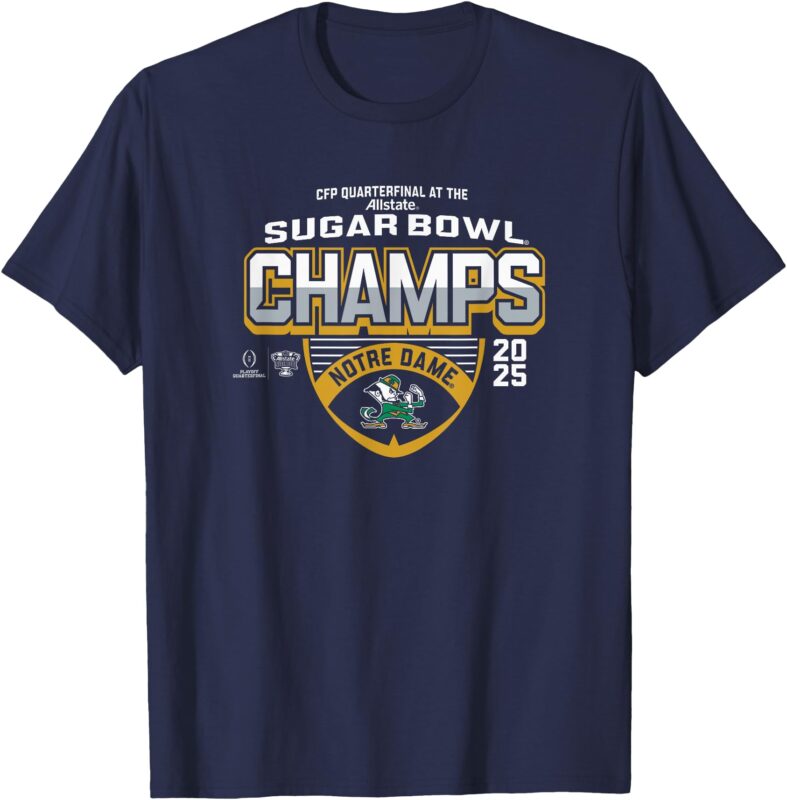 Notre Dame Fighting Irish Sugar Bowl Champs 2025 Icon Navy T-Shirt