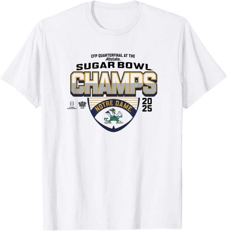 Notre Dame Fighting Irish Sugar Bowl Champs 2025 Icon White T-Shirt
