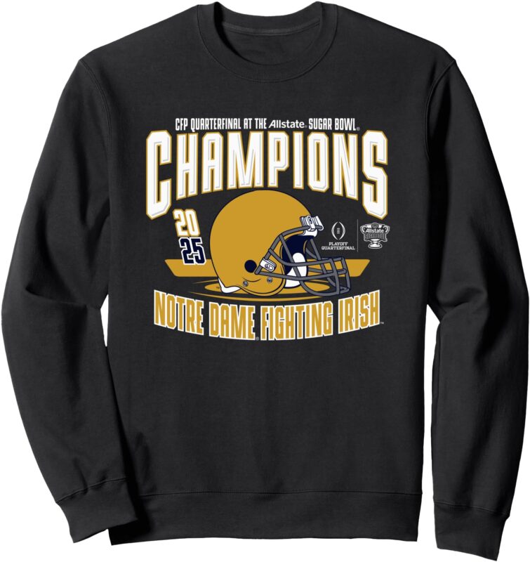Notre Dame Fighting Irish Sugar Bowl Champs 2025 Logo Black Sweatshirt