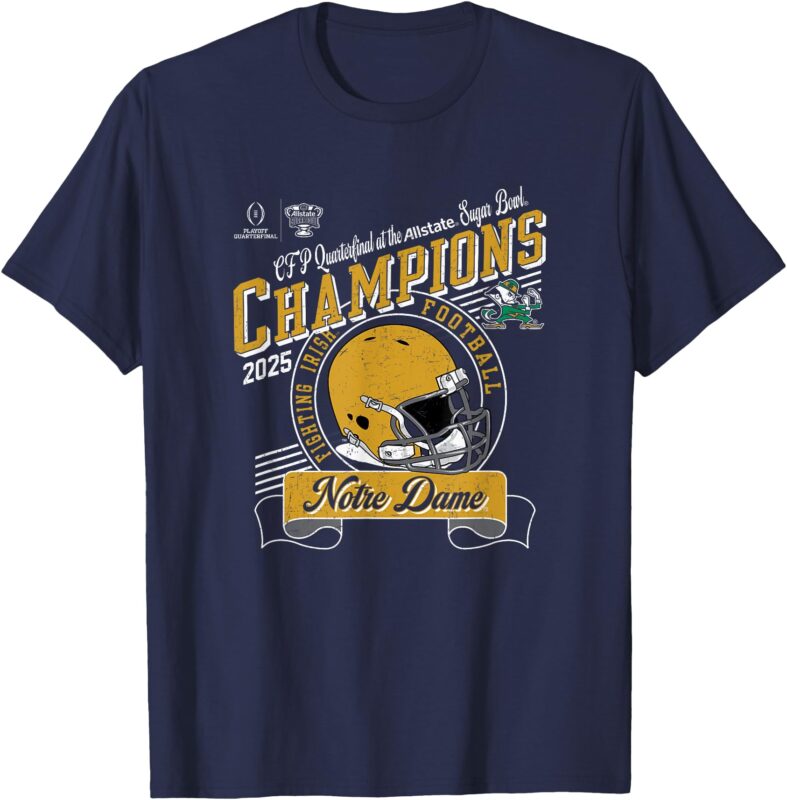 Notre Dame Fighting Irish Sugar Bowl Champs 2025 Navy T-Shirt