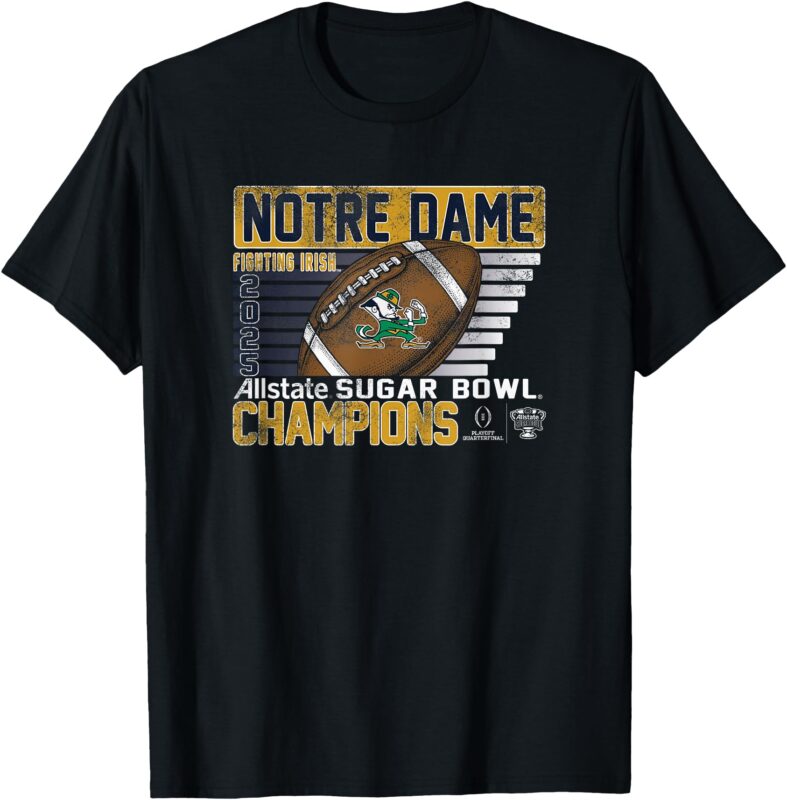 Notre Dame Fighting Irish Sugar Bowl Champs 2025 Retro Black T-Shirt
