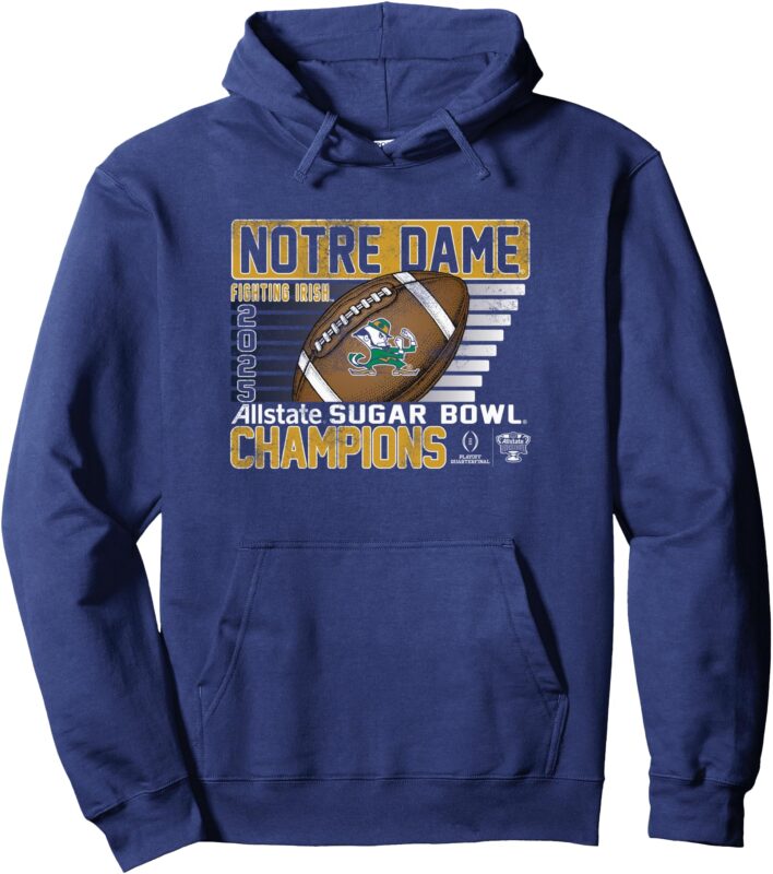 Notre Dame Fighting Irish Sugar Bowl Champs 2025 Retro Navy Pullover Hoodie
