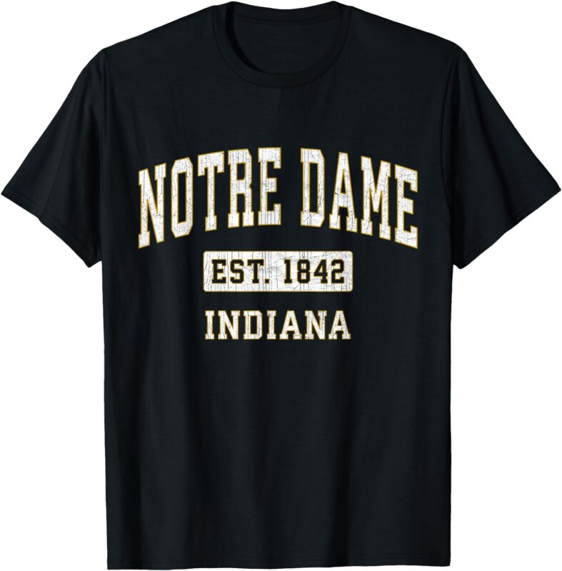 Notre Dame Indiana IN Vintage Athletic Navy Sports Design T-Shirt
