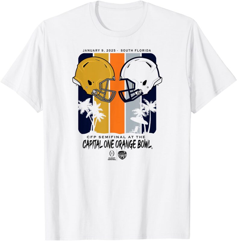 Notre Dame vs Penn State CFP Orange Bowl 2024-25 Semi White T-Shirt