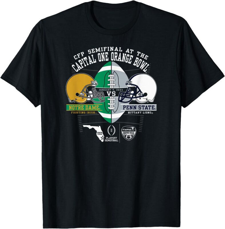 Notre Dame vs Penn State Orange Bowl 2024-25 CFP Semi Black T-Shirt