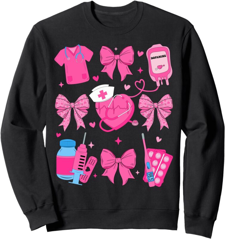 Nurse Valentines Day Coquette Bow Stethoscope Valentine Sweatshirt