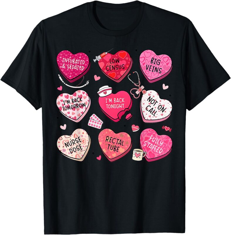 Nurse Valentine’s Day Group Conversation Hearts ER ED Tech T-Shirt
