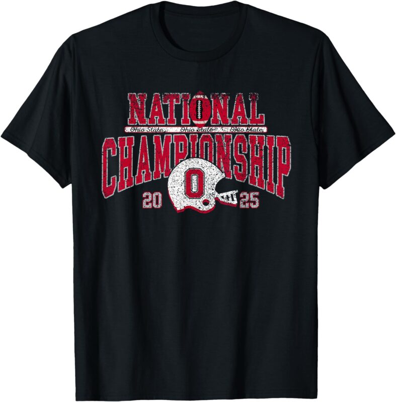 OS National Championship 2025 Football Helmet Distressed T-Shirt