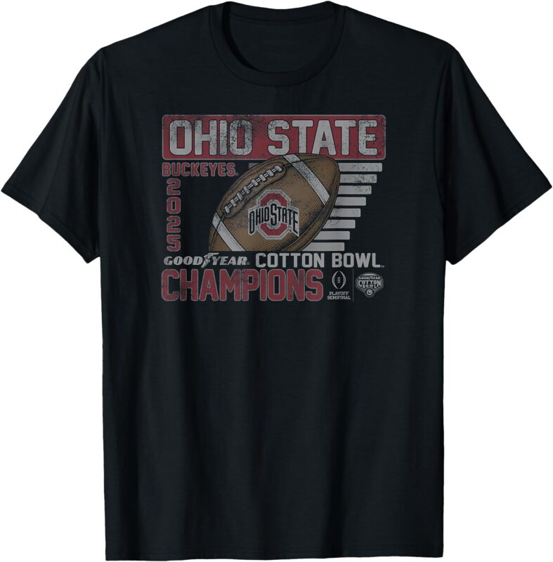 Ohio State Buckeyes CFP Cotton Bowl Champs 2025 Retro Black T-Shirt