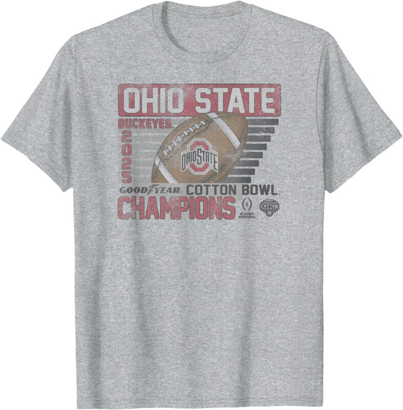 Ohio State Buckeyes CFP Cotton Bowl Champs 2025 Retro Gray T-Shirt