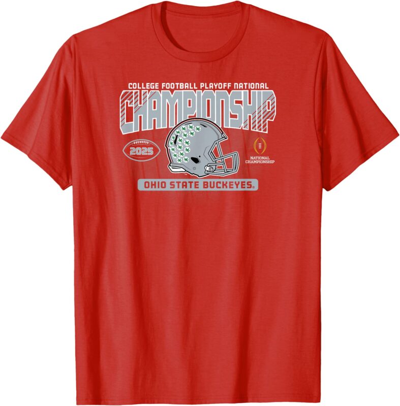 Ohio State Buckeyes National Championship 2025 Helmet Red T-Shirt