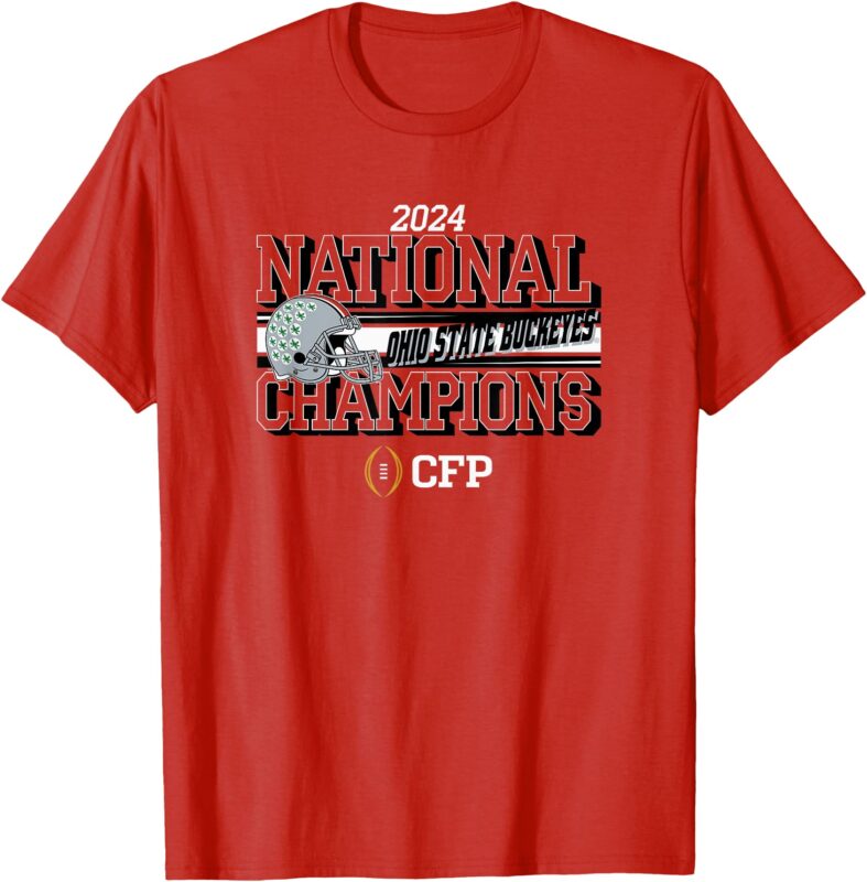 Ohio State Buckeyes National Champs 2024 CFP Bold Red T-Shirt