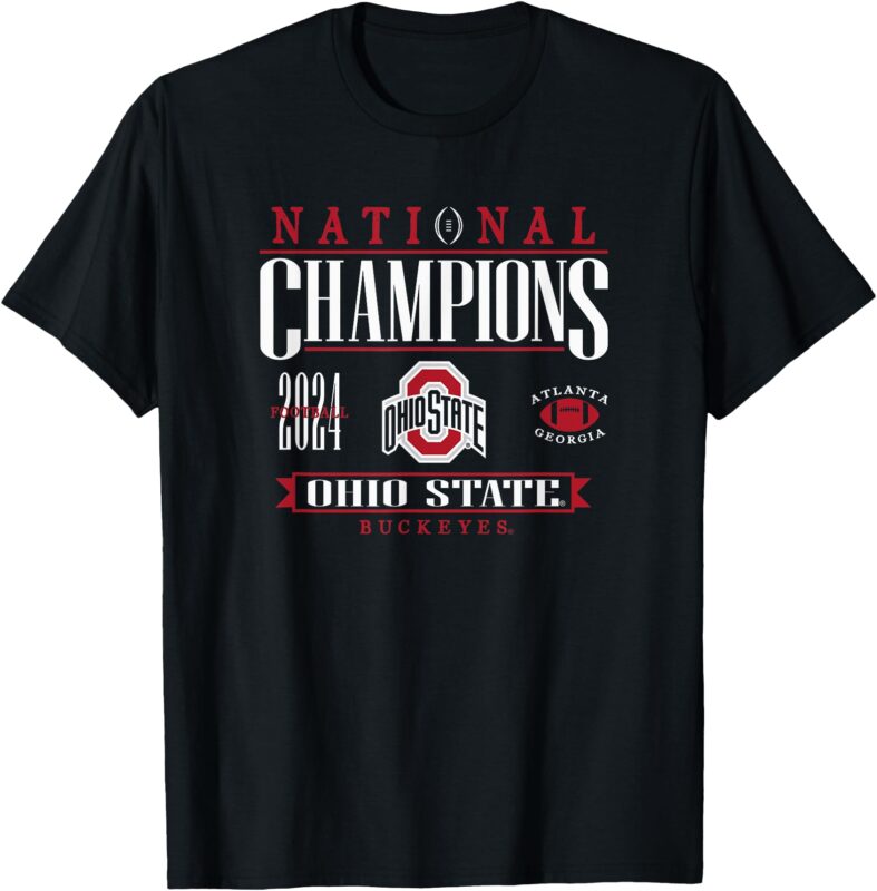 Ohio State Buckeyes National Champs 2024 CFP Icon Black T-Shirt