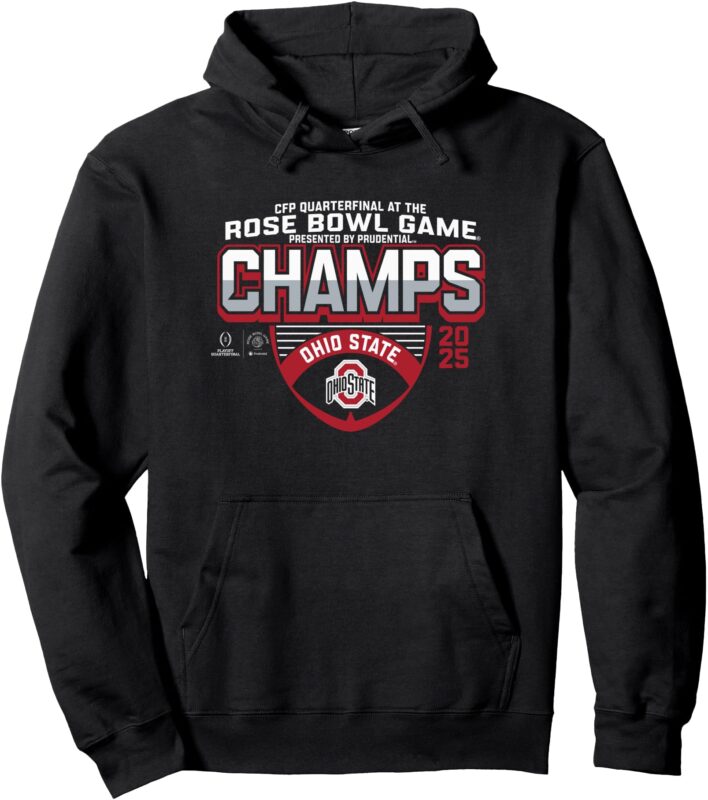 Ohio State Buckeyes Rose Bowl Champs 2025 Icon Black Pullover Hoodie