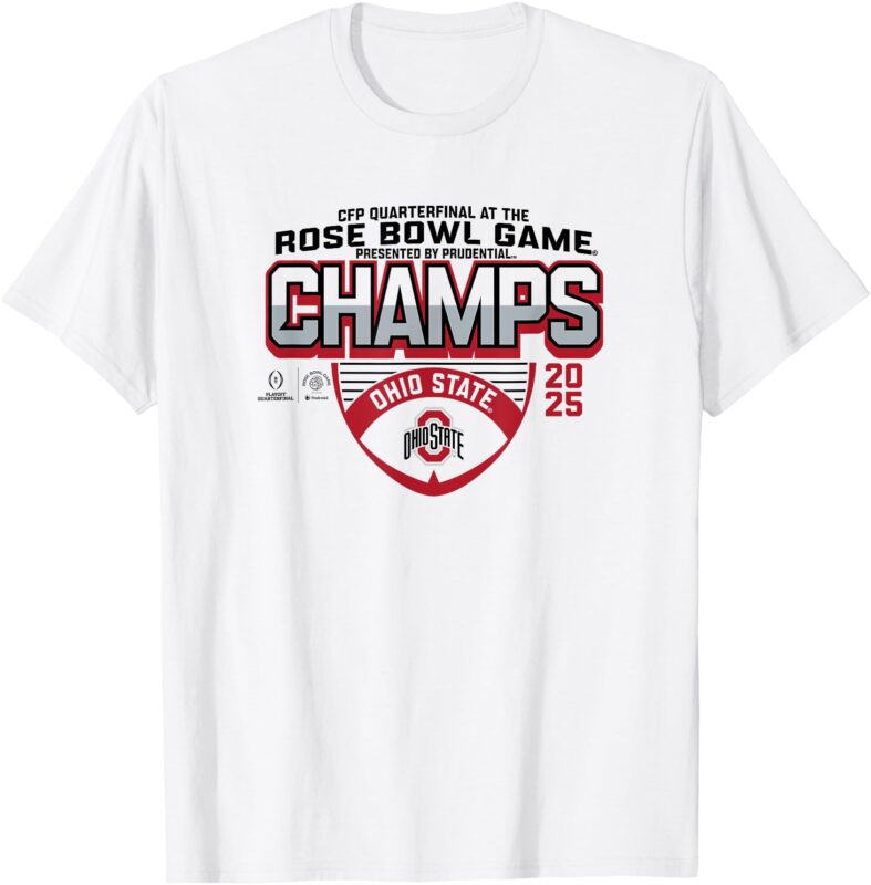Ohio State Buckeyes Rose Bowl Champs 2025 Icon White T-Shirt