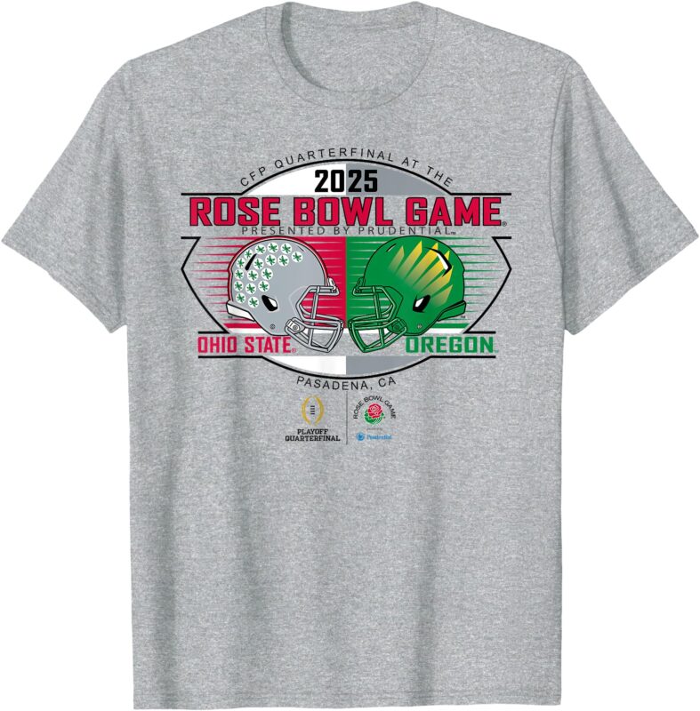 Ohio State vs Oregon Rose Bowl 2024-25 CFP Quarterfinal Gray T-Shirt