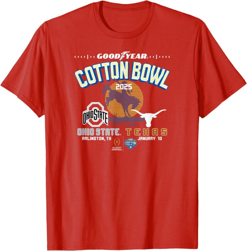 Ohio State vs Texas Cotton Bowl 2024-25 CFP Semifinal Red T-Shirt