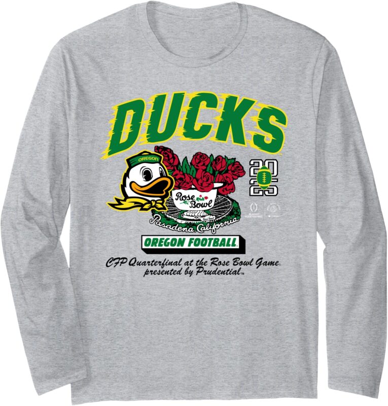 Oregon Ducks Rose Bowl 2024-25 CFP Quarterfinal Gray Long Sleeve T-Shirt