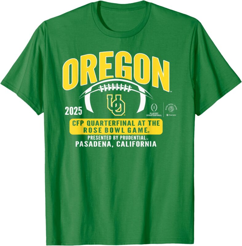 Oregon Ducks Rose Bowl 2024-25 CFP Quarterfinal Green T-Shirt