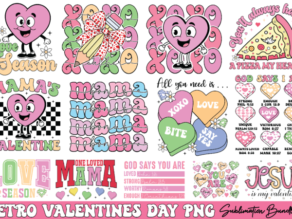 Retro valentine’s day png bundle t shirt design online Retro valentine’s day png bundle t shirt design online