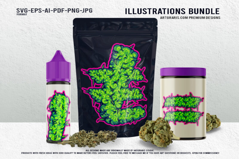 Vibrant Ganja Typography Illustration Collection