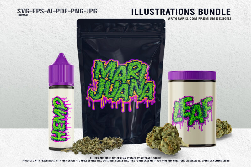 Cannabis Script Visual Lexicon Design Illustration