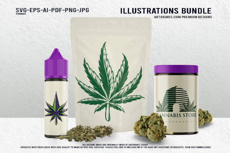 Cannabis Themed Logo Branding Illustrations