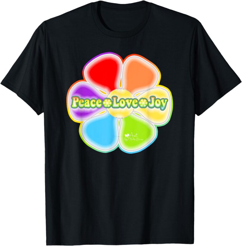 PeaceLoveJoy Flower Power Retro Colorful Art T-Shirt