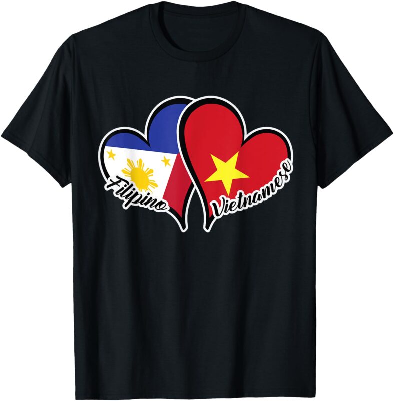 Philippines Vietnam Flag Heart Half Filipino Half Vietnamese T-Shirt