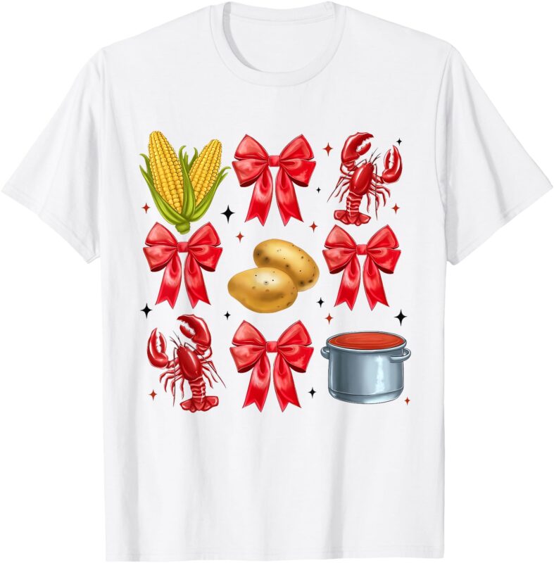 Pink Bow Cute Coquette Crawfish Boil Y2K Girl Aesthetic T-Shirt