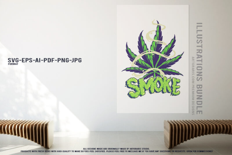 Cheerful Collection of Cannabis Cigarette and Leaf Illustrations