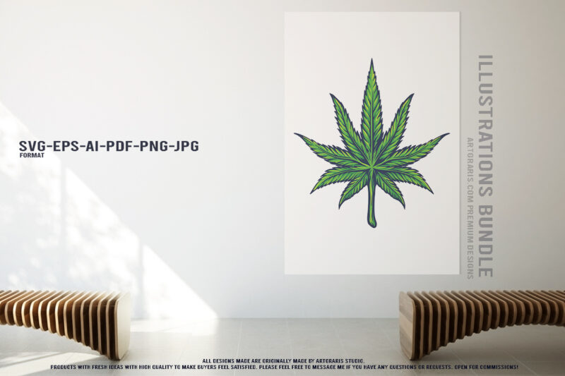 Psychedelic Leaf Cannabis Collection Illustrations