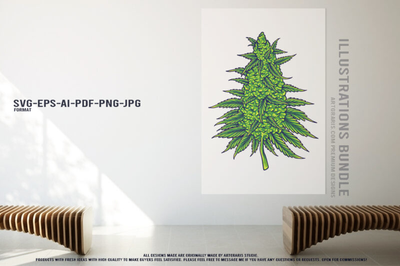 Cannabis Trees Collection Illustrations Natural Products