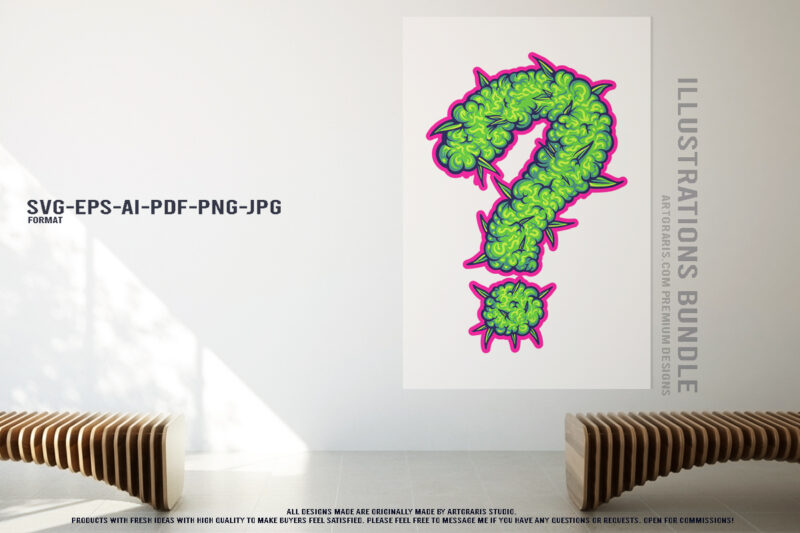Typography Cannabis Inspired Symbolism Illustrations Bundle