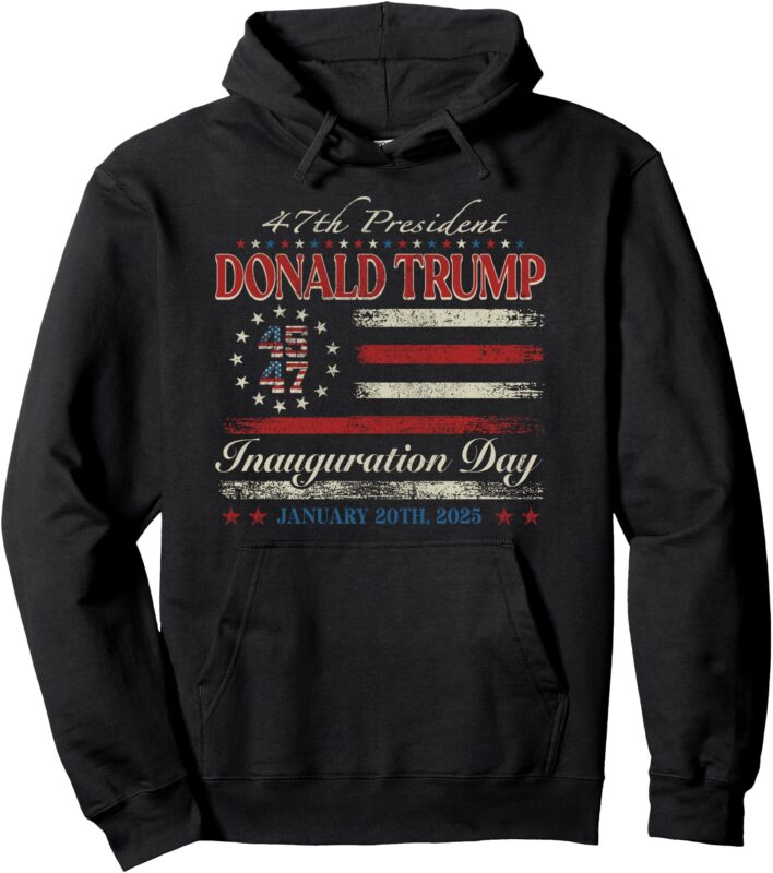 President Donald Trump Inauguration Day 2025 US Flag Pullover Hoodie