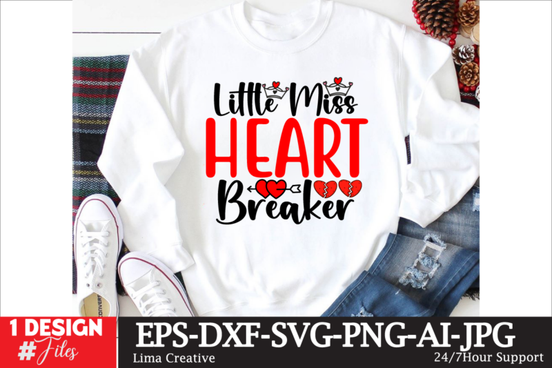 Little miss Heart Breaker T-shirt DEsign, Valentines svg bundle, Valentines Day Svg, Happy valentine svg, Love Svg, Heart svg, Love day svg,