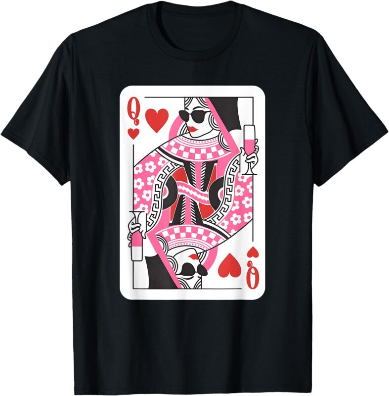 Queen of Hearts Champagne Lover Womens Gifts Valentines Day T-Shirt
