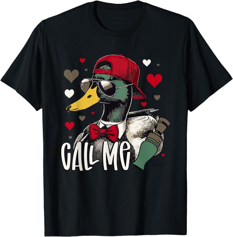 Retro Call Me Valentines Duck Hunting Lover Women Men Kids T-Shirt