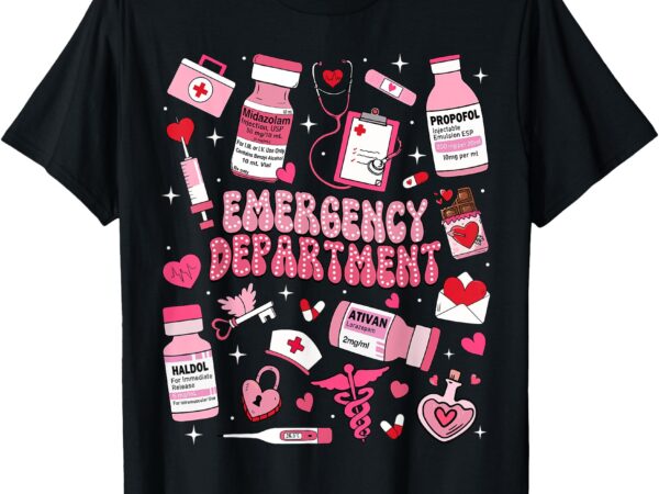 Retro emergency department ed er nurse valentines day women t-shirt