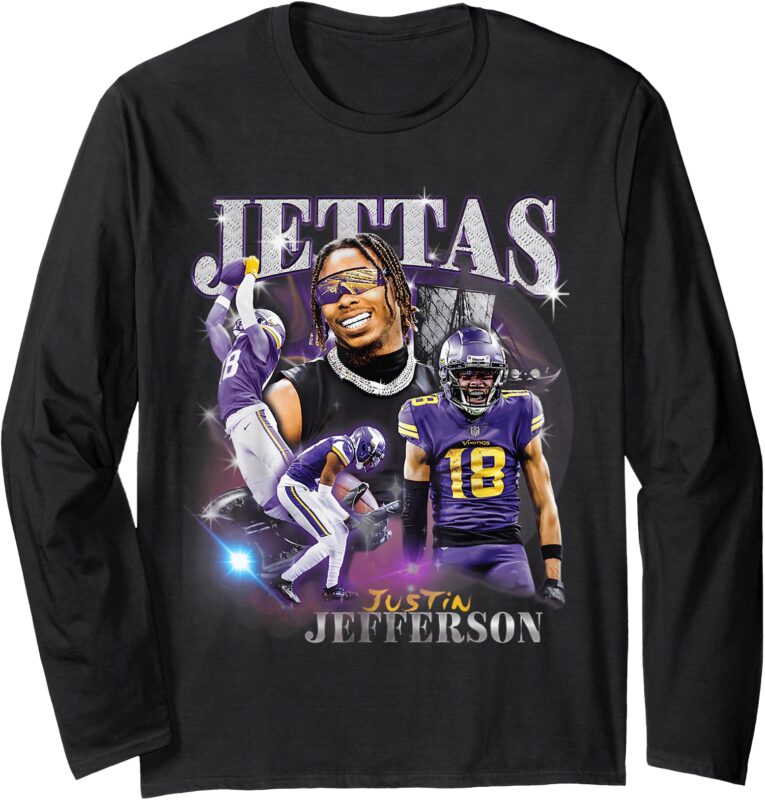 Retro Justin Tee Graphic Jefferson Design 90’s Style Long Sleeve T-Shirt