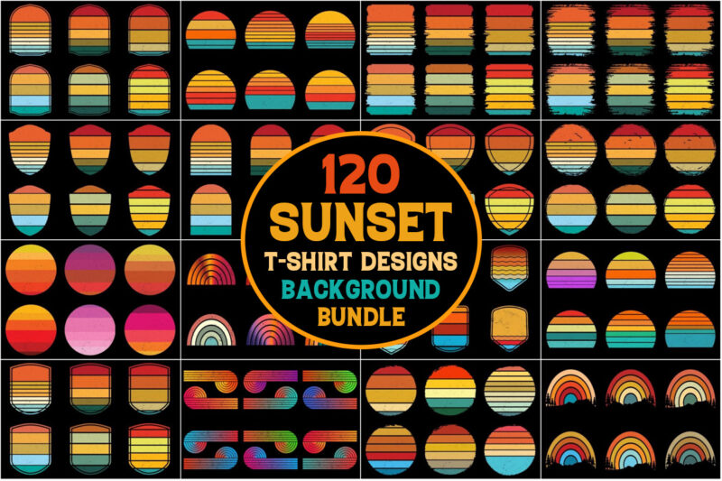 Retro Vintage Sunset Grunge Background Bundle