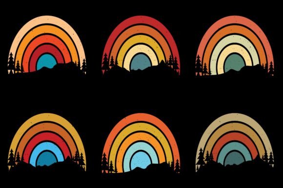 Retro Vintage Sunset Grunge Background Bundle