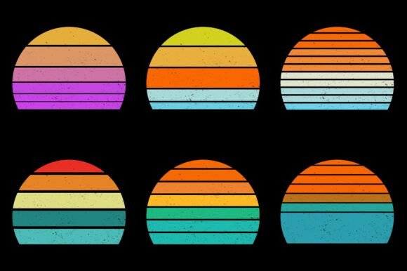 Retro Vintage Sunset Grunge Background Bundle