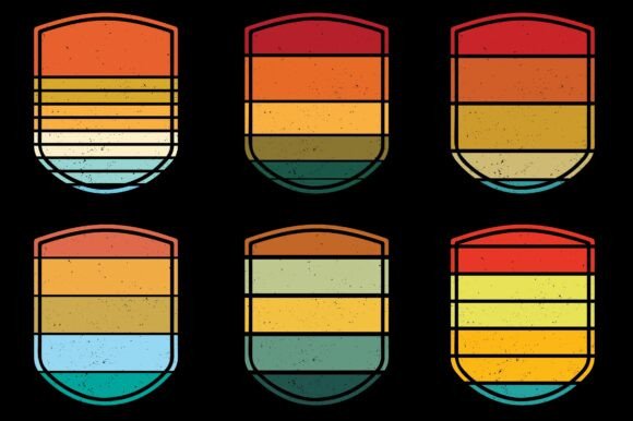Retro Vintage Sunset Grunge Background Bundle